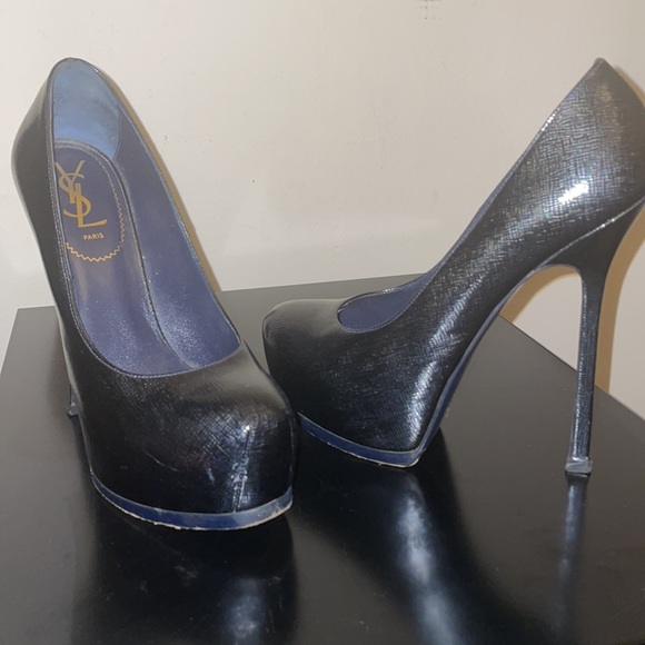 Ysl Saint Laurent navy patent pump with dust bag - Picture 3 of 8